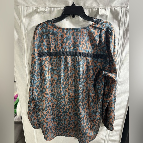 Soft Surroundings Gianna Copper Teal Black Cheetah Print Top Blouse Size L - Picture 7 of 7